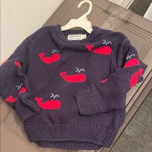 NYK Int’l knitwear Navy Sweater with Red Whales